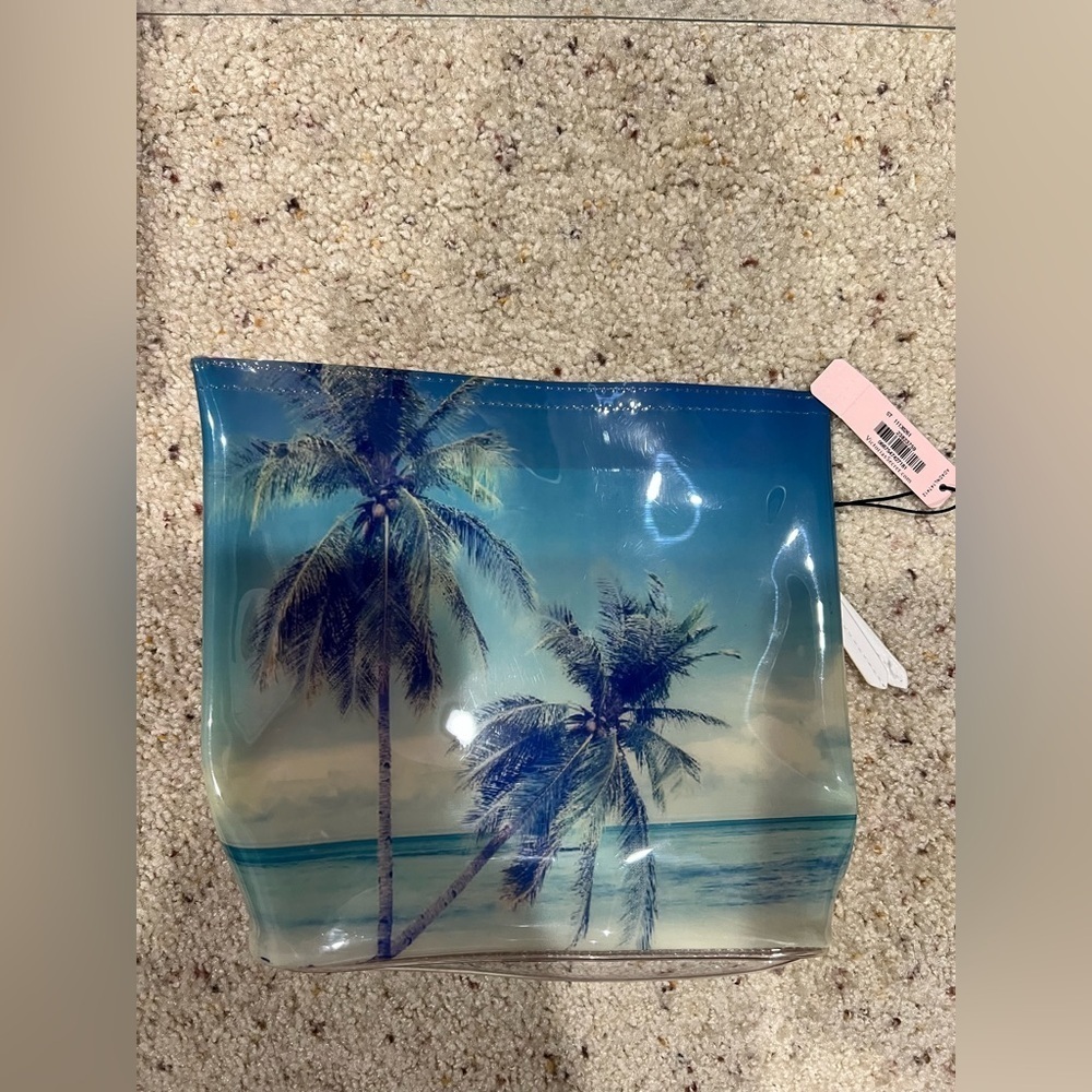 VS Victoria Secret PINK makeup bag new NWT pink blue ocean beach - Picture 2 of 4
